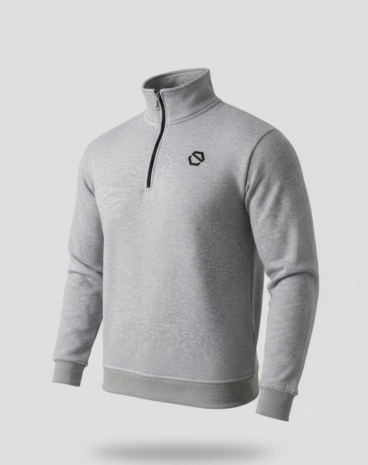 Premium Grey Half-Zipper Sweatshirt