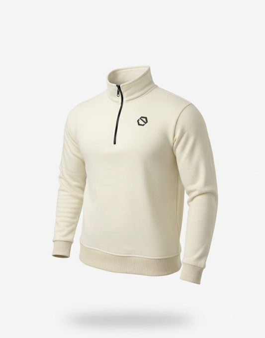 Premium Beige Half-Zipper Sweatshirt